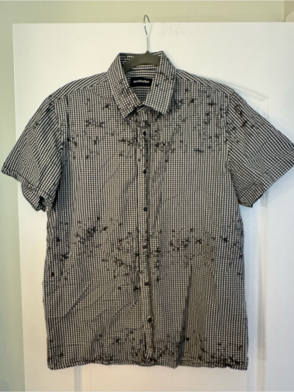 Reflex Black and White Micro-Check Short Sleeve Button-Down Shirt